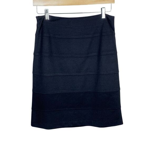 Sandro Sportwear Black Knit Knee Length Skirt- Size 4 - Picture 1 of 4